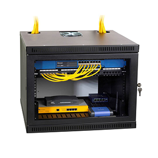 Small wall-mounted IT server rack